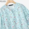 ZANZEA Women Casual V-Neck Summer Half Sleeve Floral Blouse