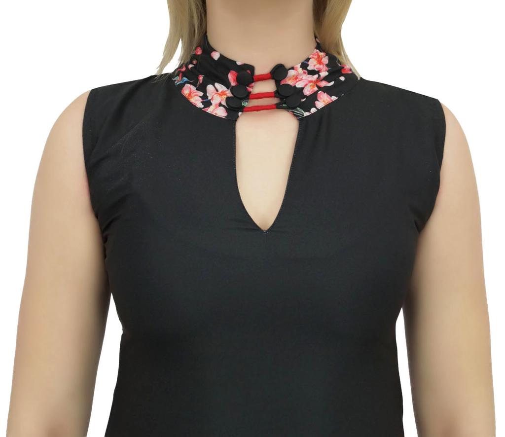 Bimba Women's Sleeveless Black Floral Printed Tunic Designer Kurta Kurti-10