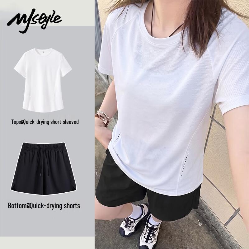 MJ STYLE Women's Quick-Dry T-shirt & Shorts Sportswear Set