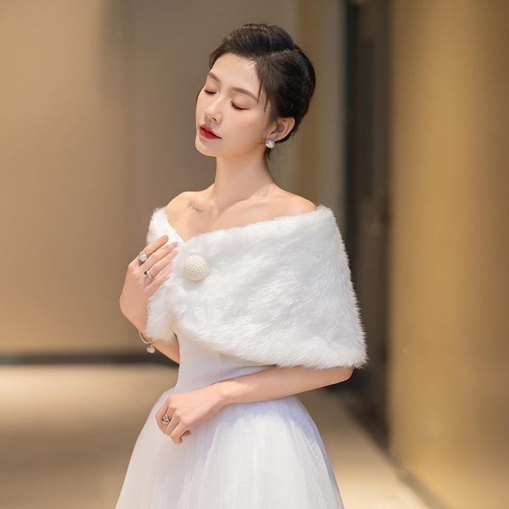 Faux Fur Wedding Faux Fur Shawl Bride Shoulder Fake Collar Rabbit Fur Scarves Plush Shawl Wedding