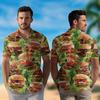 3D Print Hamburger Food Graphic Hawaiian Shirts For Man Summer Short Sleeve Cuban Collar Casual Holiday Festival Beach Shirts