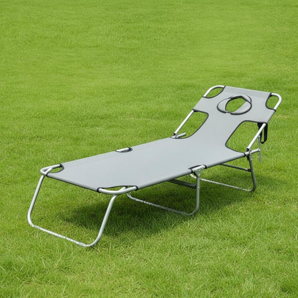 Comfortable Folding Sunbathing Lounger | Adjustable FourPosition Backrest, Outdoor with