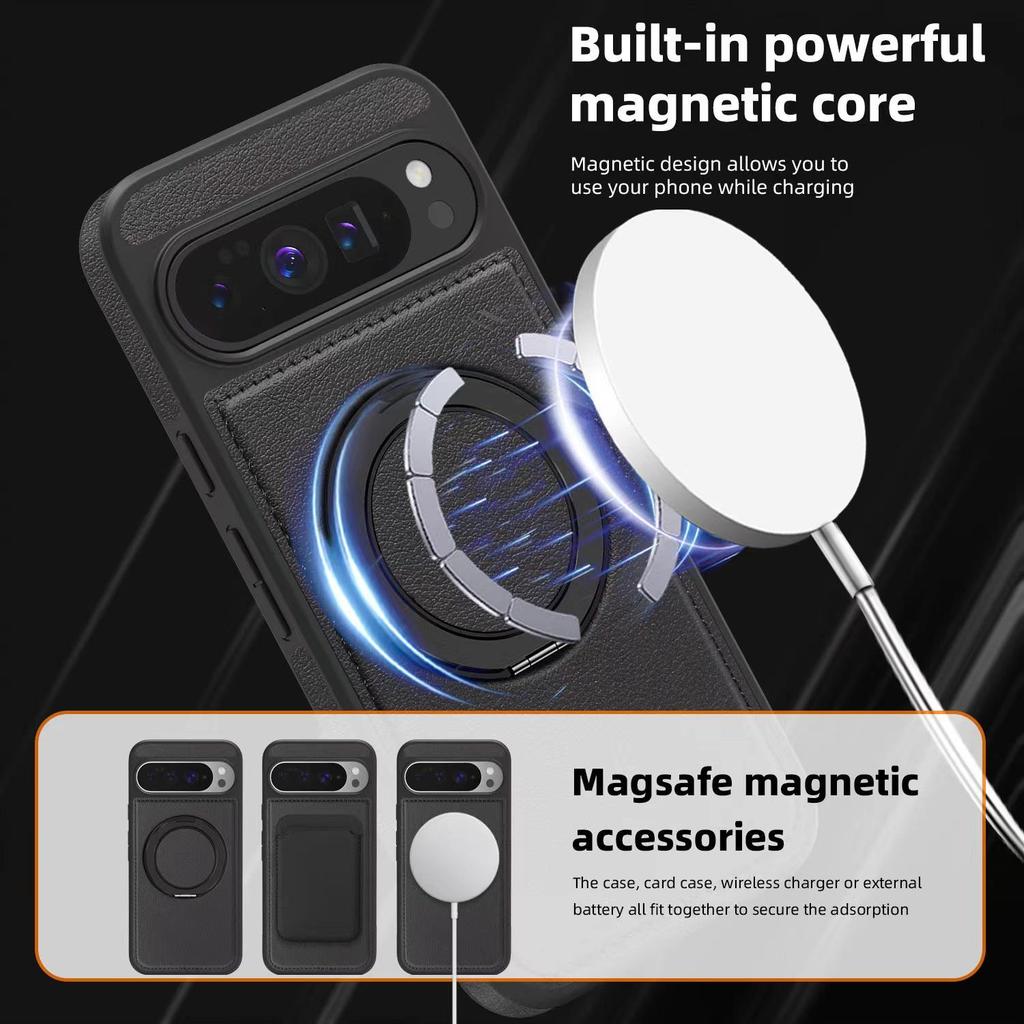 Yashi 360 Magnetic Stand for Google Pixel 9A Leather Protective Case - 10ProXL Model