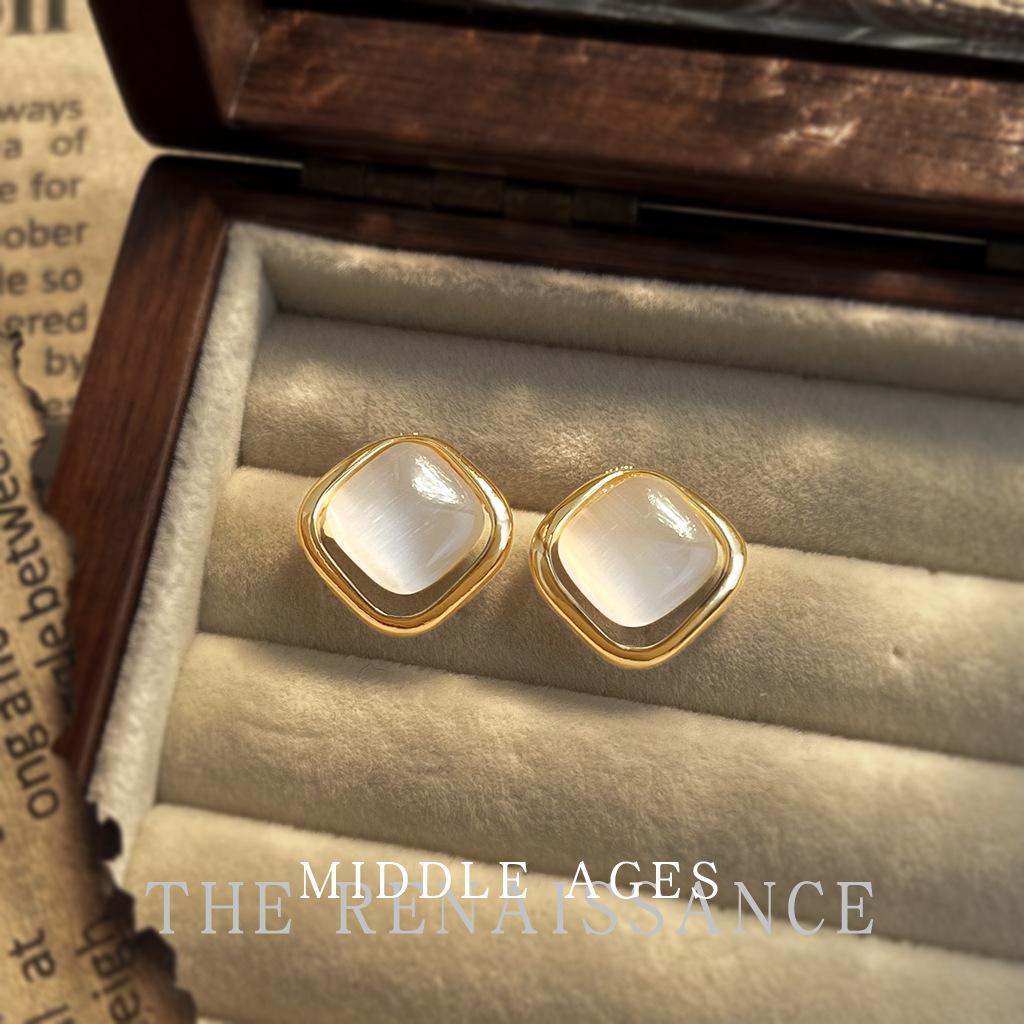 Коллекция сережек-гвоздиков из опалового стекла, серьги женские, стиль для деловых поездок, темпераментные