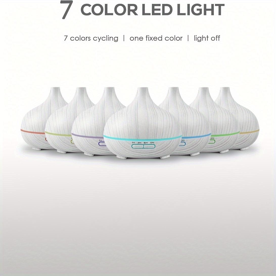 

Air humidifiers 7 LED Colors Home Wood Grain Fragrance Machine Essential Oil Ultrasonic Remote Control Air Purifier With 6 Oils білий