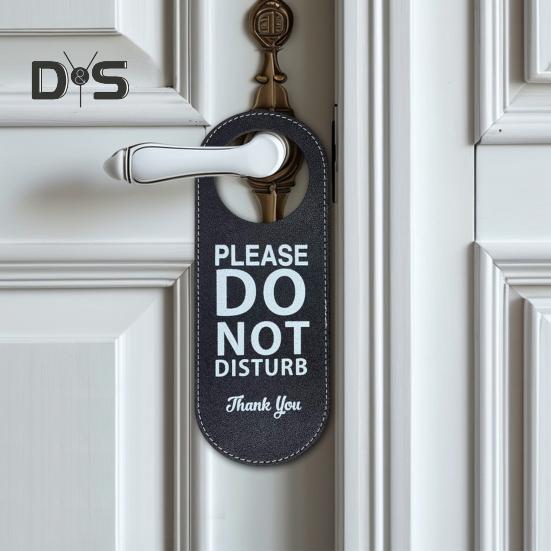 Do Not Disturb Door Hanger Double-sided Faux Leather Welcome Please Knock Home Office Door Handle Sign Hanging Decoration Ornament