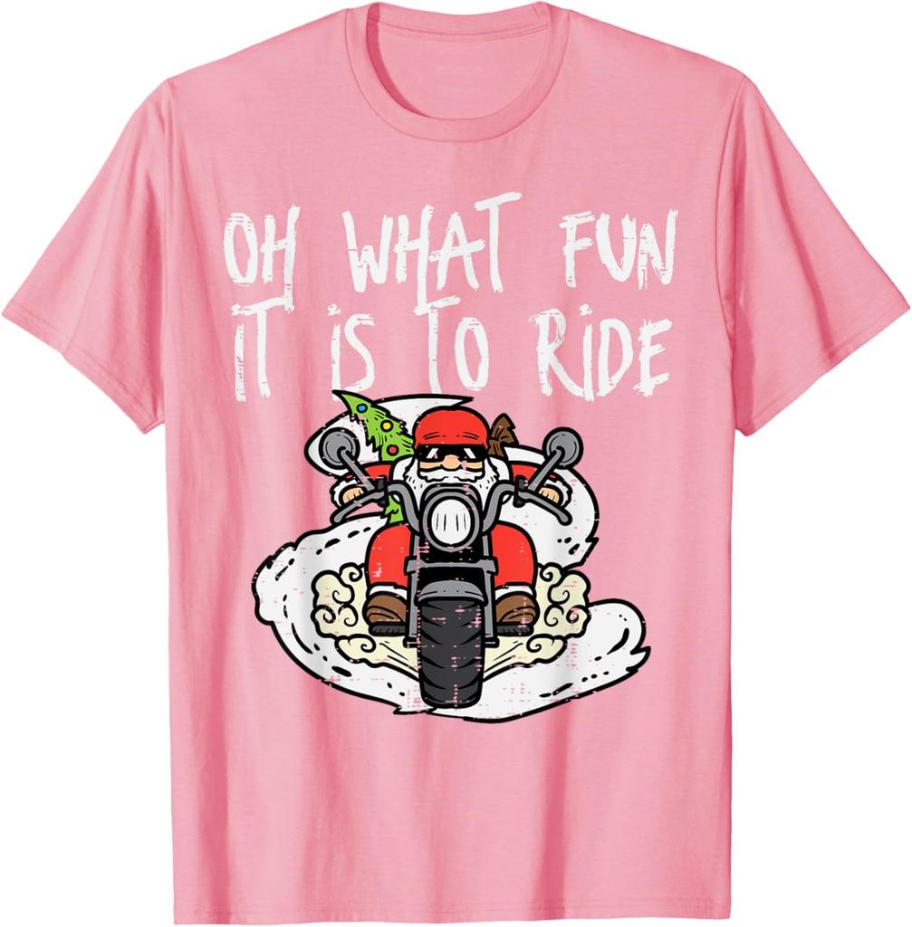 Christmas What Fun Is To Ride Biker Santa Xmas Men T-Shirt Funny T Shirts Offensive Tee Cotton Retro Street Fashion Men's Shirt