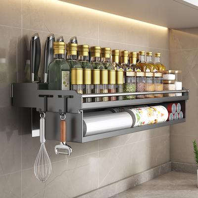 Étagère de rangement de cuisine 30/40/50 cm, support mural pour épices, assaisonnement multifonctionnel, bouteille, couteau, baguettes