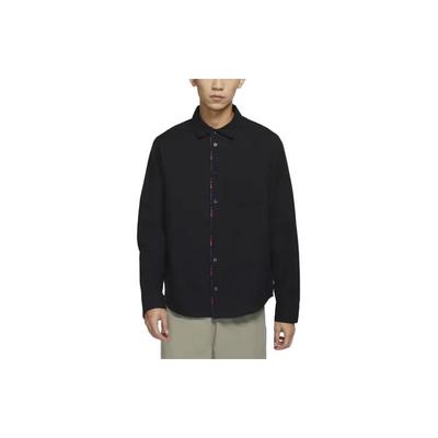SB Flannel Solid Color Long Sleeve Shirt Unisex Tops Black DH2661-010