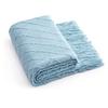 Nordic Textured Knitted Blankets Bed Decor Drop Ship Shawl Sofa TV Blanket with Tassels Scarf Sofa Farmhouse Blue Throw Blanket
