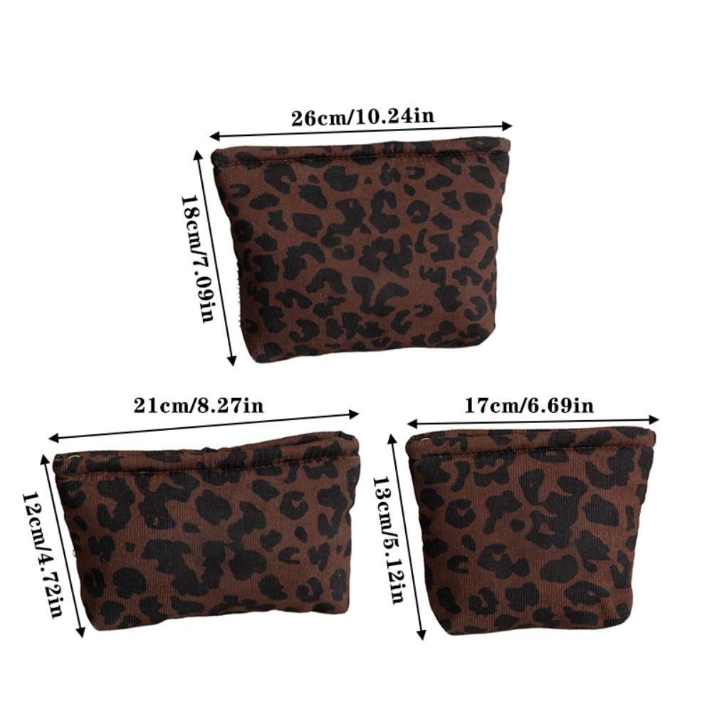 Portable Leopard Print Makeup Bag Large Capacity Zipper Design Cosmetic Bag Toiletry Bag Home Travel