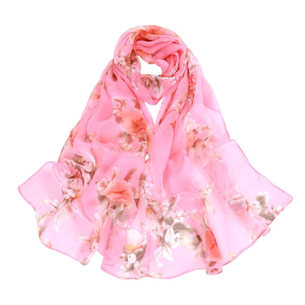 

Summer Embroidered Silk Scarf Breathable Smooth Beach Shawl Chiffon Sun-Resistant Long Wraps for Women розовый