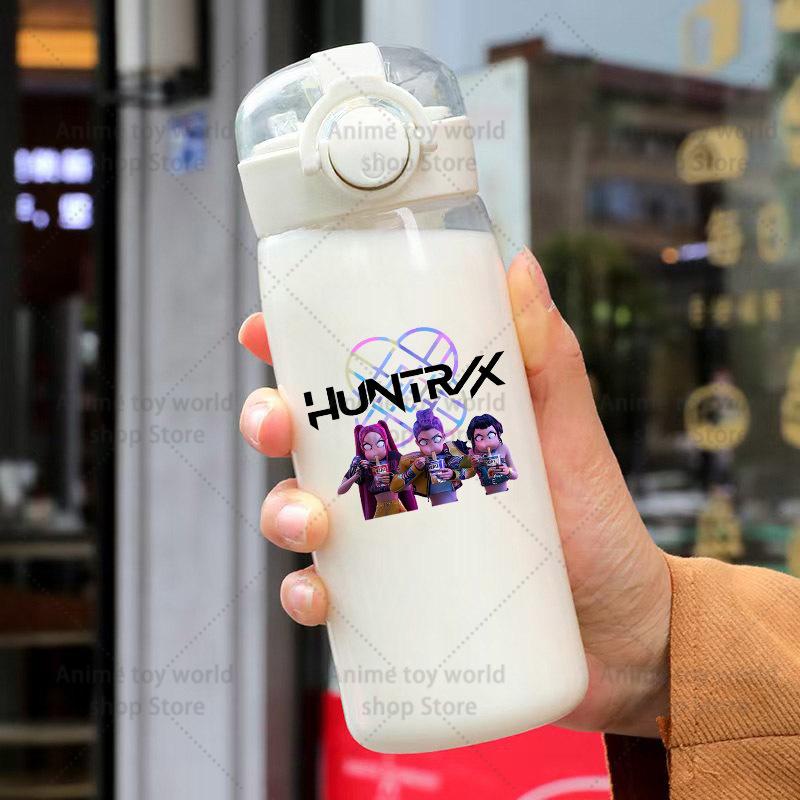 KPop Demon Hunters Sports Transparent Water Bottle Portable Gym Travel Clear Leakproof Drinking Frosted 400ml Play Entertaining Safe Kid Friendly Fun