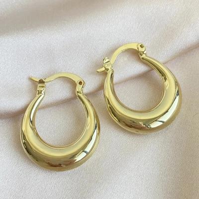 Geometric Statement Circle Hoop Earrings C- Shape Jewelry for Women Girls Trendy Metal Texture 18 K Golden Ear Studs Accessories