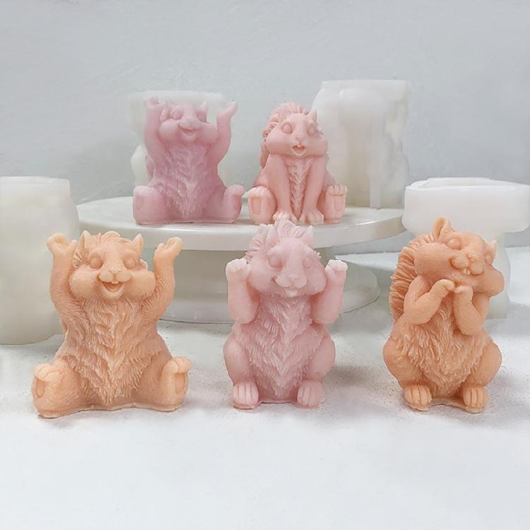 Easy to Clean Silicone Candle Molds Fondant Moulds Squirrel Shape Resin Project Moulds Silicone Texture for Candle