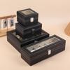 1 Stück Schwarze PU-Leder-Uhrenbox Vitrine Organizer Mit Glasdeckel mit Rahmen Und Herausnehmbarem Kissen Für Männer Und Frauen