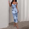 European and American women's clothing summer new leopard print backless sexy fashion hip-wrapped slit suspender dress women