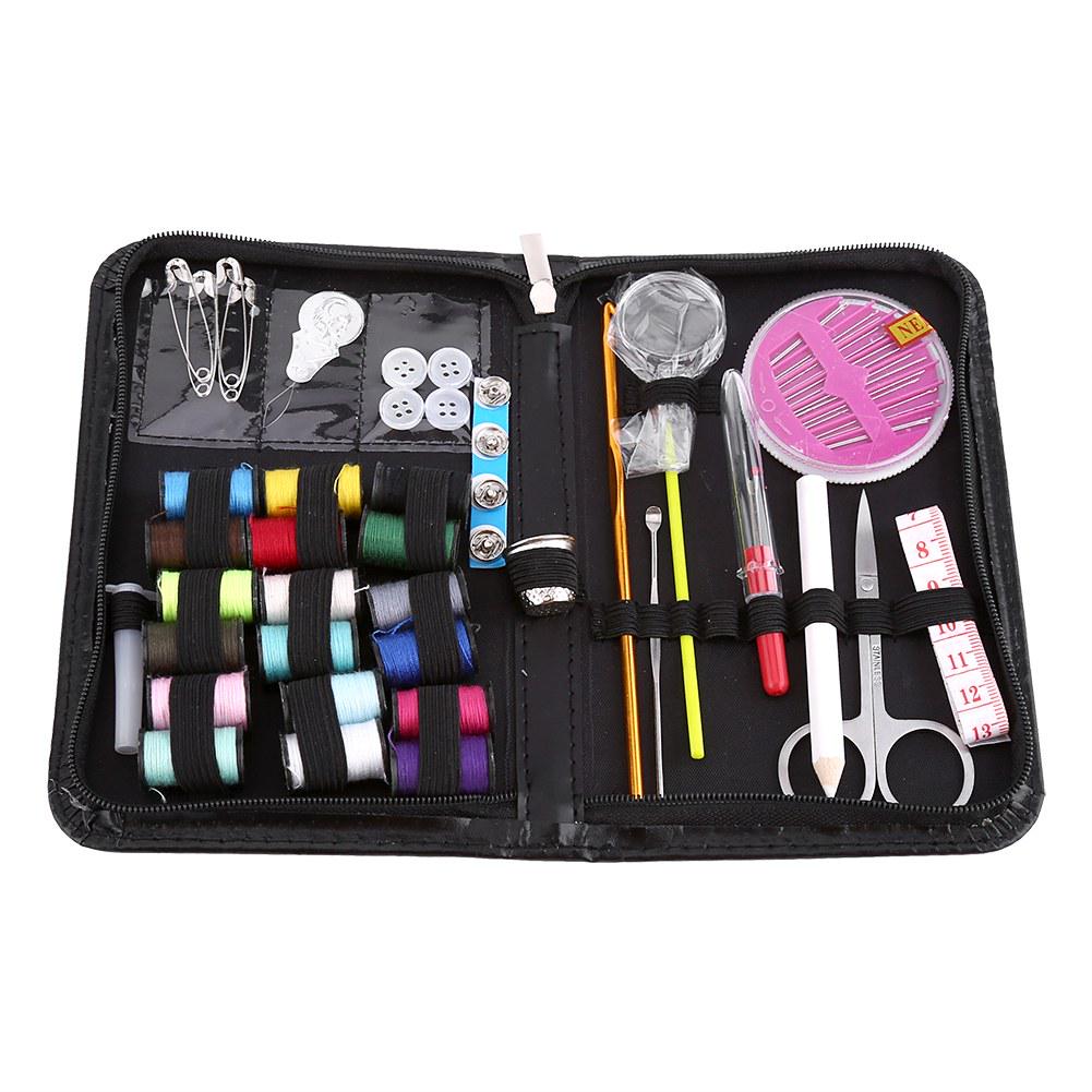 Kit de Costura Portátil, Estojo de Couro PU com Ferramentas Essenciais Incluindo Linhas Agulhas Tesouras e Fita Métrica, Viagem Casa Artesanato Reparo de Roupas