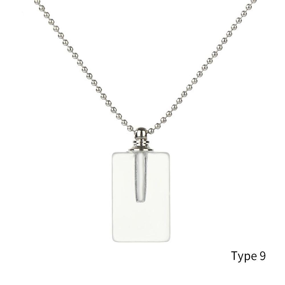 Natural Stone Perfume Bottle Necklace Amethysts Quartz Water Drop Pendant Necklace Crystal Essential Oil Diffuser Vial Jewelry