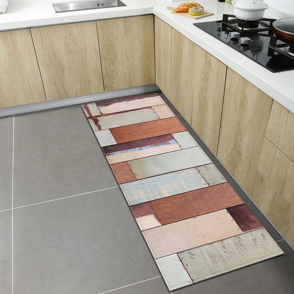 Wood Grain Kitchen Carpet Living Room Children's Floor Mat Porch Door Mat Corridor Balcony Non-slip Mat