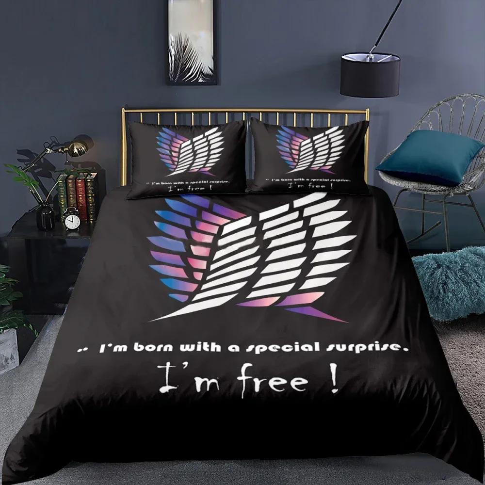 

3D Printed Attack On Titan AOT Comfortable Duvet Quilt Cover Pillowcase Bedding Set Children Bedroom Decoration Home Textile EU Single 135x200cm