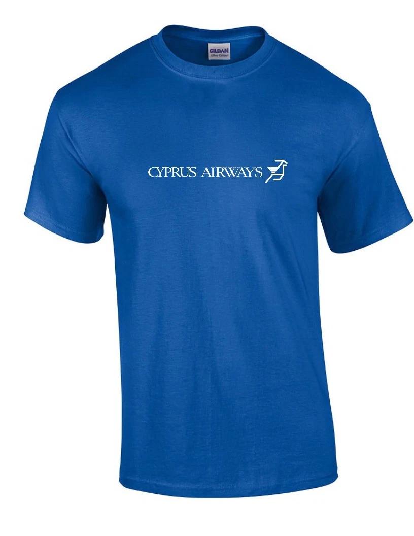 Cyprus Airways White Retro Logo Airline Royal Blue Cotton T-Shirt L