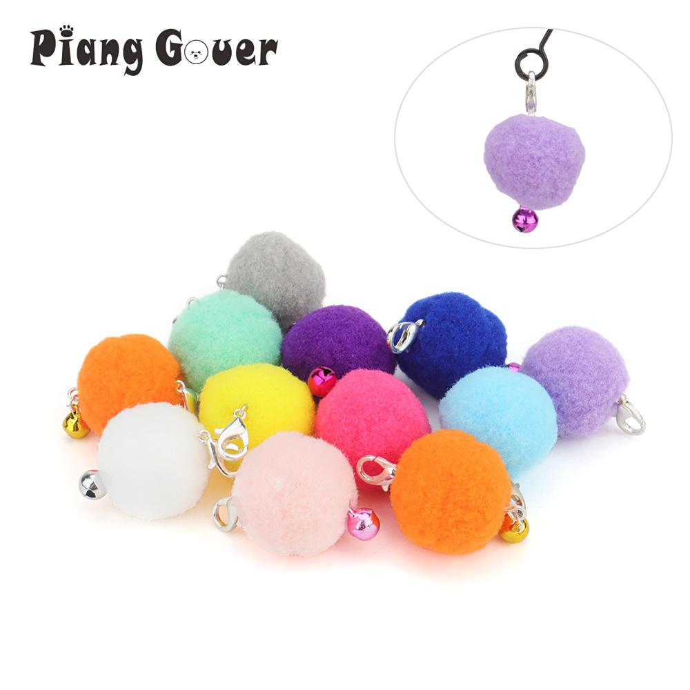 12pcs Plush Ball With Bell Cat Toy Replacement Head For Cat Teaser Funny Stick Pet Toy Accessory