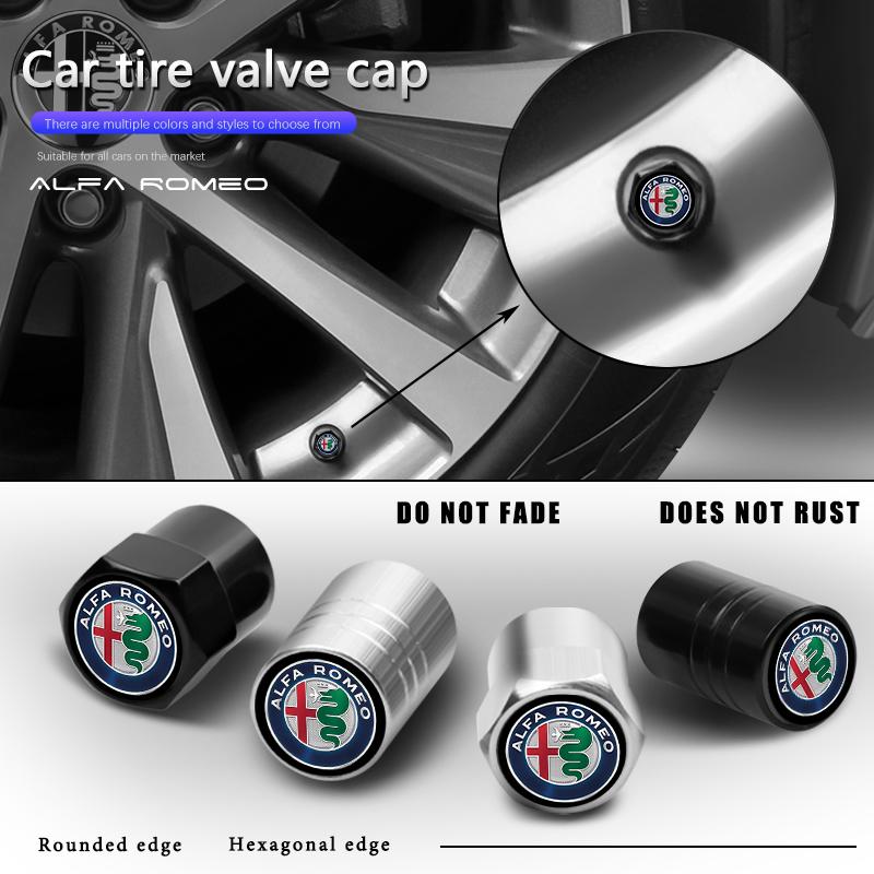 Aluminiumlegierung Auto Reifenventilkappen Rad Luftventilabdeckungen für Alfa Romeo Giulia Stelvio Giulietta 156 159 147 Mito Tonale Brera