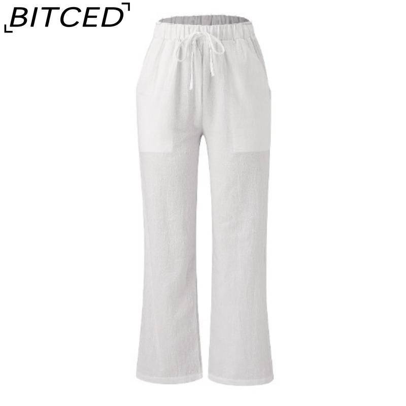 BITCED Women's Fashion Casual Solid Color Print Pants & Capris