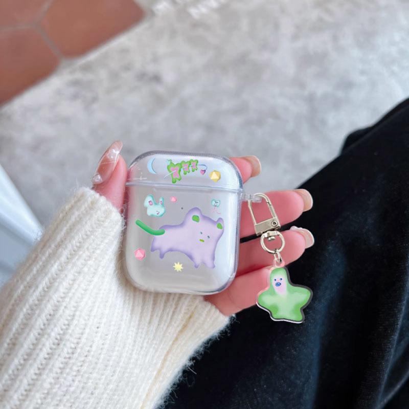 Funny purple kitten pattern earphone case for AirPods 1 1 1 1 pro pro1 earphone case