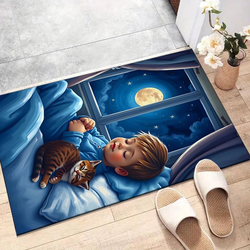 

Crystal Velvet Sleeping Prince Printed Area Rug for Bedroom, Living Room, And Home Office Decoration, Stylish Mat for Bedside A65 60cm x 90cm