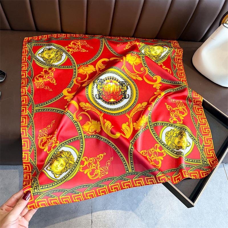 New Simulated Silk Printing Silk Scarf Square Scarf High-end Shawl Sunscreen Neck Professional Scarf Headscarf Scarf