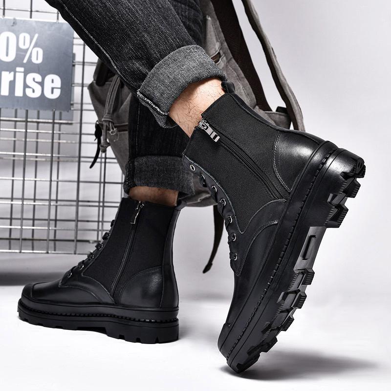 Mens Non-Slip Hiking Boot High Quality Casual Shoes All-match Men's Motorcycle Boots Genuine Leather Men's Boots Plus Size 38-47