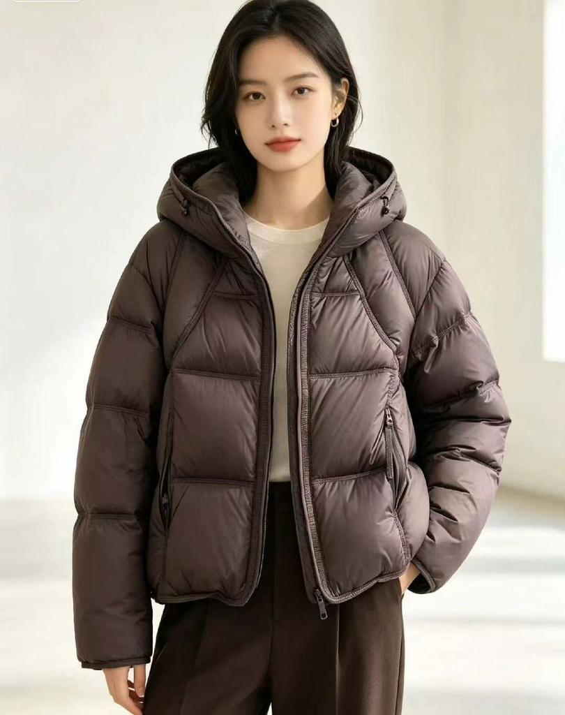 New puff down jacket women's short hooded Korean version loose small bread jacket thickened warm jacket women