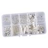 Cord Ends Lobster Claw Clasps Jump Rings Extension Chains Jewelry Findings Kit - Silver, 5MM