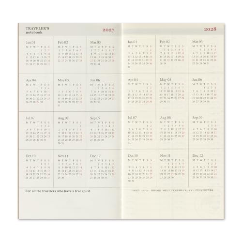 Traveler's Notebook Refill 2027 A5 Slim Vertical 14496006 (Starting In January 2027)