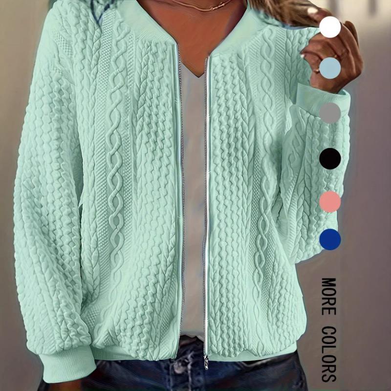 

Zipper New Twist Long Sleeve Baseball Collar Women s Sweater 2XL