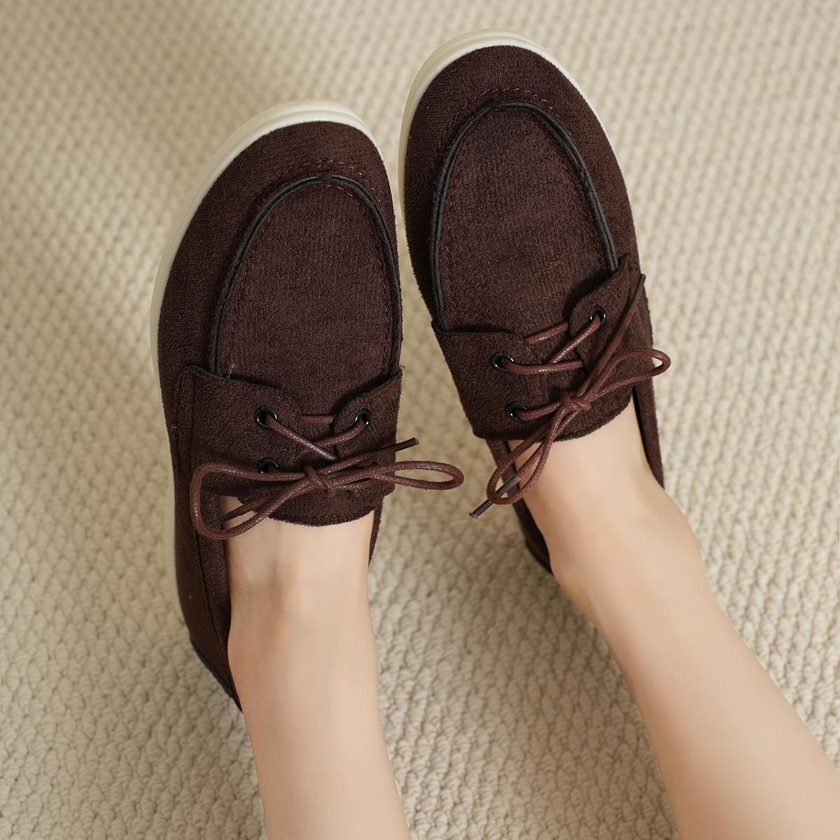 

Модная женская обувь Бренд Повседневная обувь на плоской подошве Кожа Кашемир Одинарная обувь Женская для ходьбы Нескользящая Chaussure Femme Zapatos De Mujer 43 коричневый