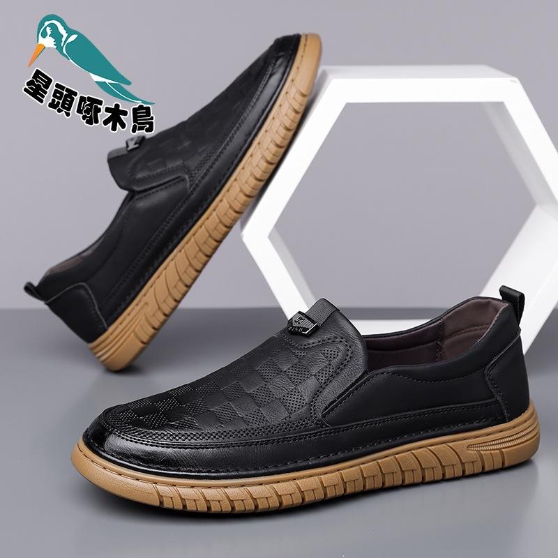 New men's shoes 2025 summer hollow breathable hole shoes men's casual leather shoes dad leather shoes