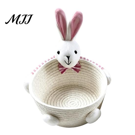 Weicher Stoff-Aufbewahrungsbehälter Schreibtischkorb, Cartoon Plüschbär und Kaninchen Seil Mini für Lippenstiftform, Gewebter Organizer Kleinteile Schmuck