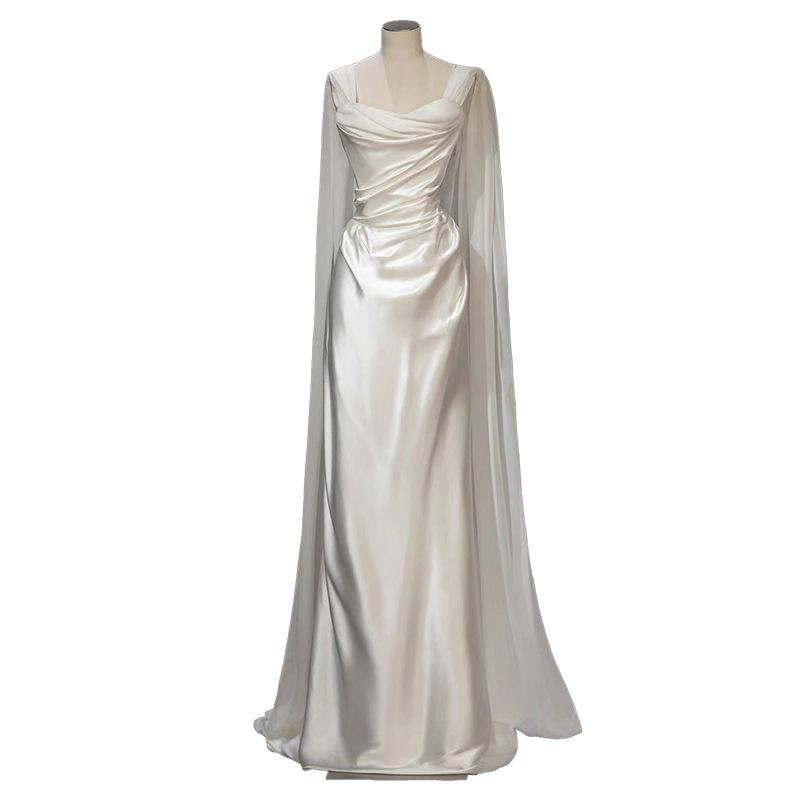 Satin light Hochzeitskleid Französisch weiß Super Fee Trägertop Mori Out Garn 1011 Neues Sommer-Lazy-Design-Kleid