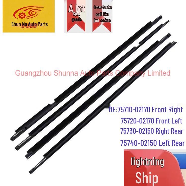 Toyota Corolla Door Glass Outer Weatherstrip, 75710-02170 & 75730-02150