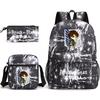 3 Piece School Backpack Set for Students Large Capacity Oxford Cloth Schoolbag with Shoulder Strap and Pencil Case
