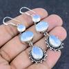 Natural Milky Opal Gemstone Handmade 925 Sterling Silver Earring 2.56" h5K99
