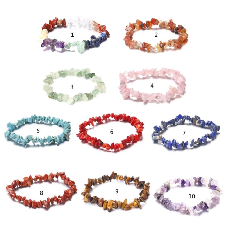 Armband aus Natursteinperlen, Chip-Schmuck, Amethyst, Aquamarin, Armband, Armreifen