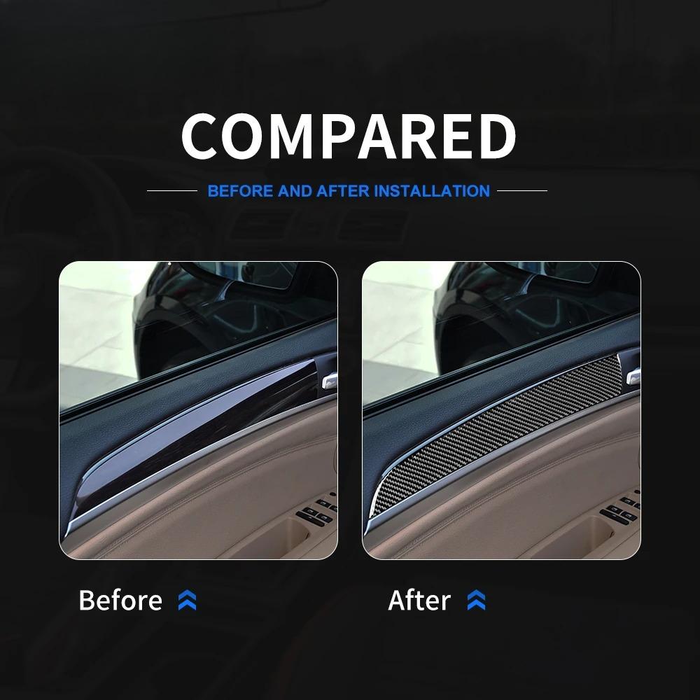 4PCS Door Inner Handle Panel Cover Trim Carbon Fiber Auto Decoration Stickers For BMW X5 E70 2006-2013 Car Interior Accessories