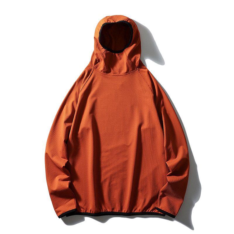 Outdoor Sports Quick-Drying Mountain American Functional Pullover Hoodie Men s Seersucker Outerwear Foreign Trade Men s Clothing Jacket Orange XL