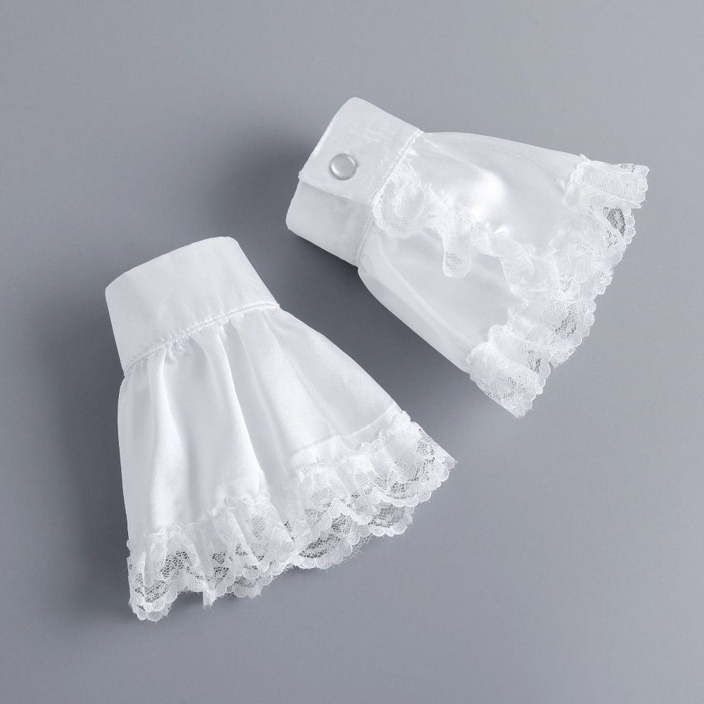 Ruffled Victorian Lace Jabot Detachable Collar Cuffs Set Accessory Set Fake Collar