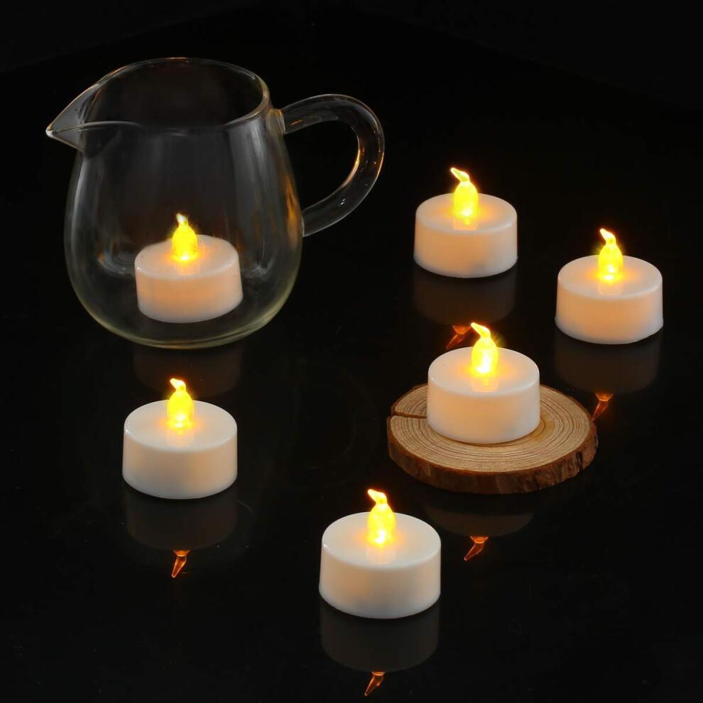 100 Pack Realistic and Bright Flickering Battery Operated Flameless LED Tea Lights Candles, Tealights Electric Fake Candles for Halloween Christmas W