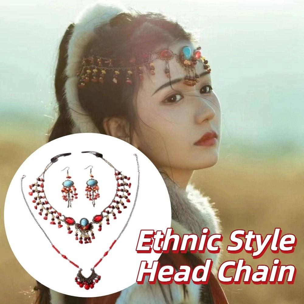 Vintage Ethnic Style Head Chain Multicolors Beads Beads Tassels Headbands  Festival Party